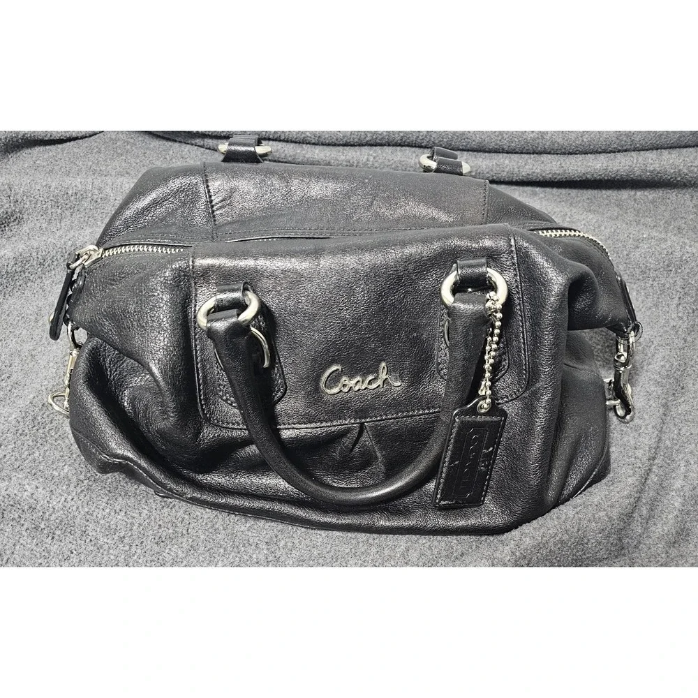 Coach Black Leather Ashley Satchel Purse
